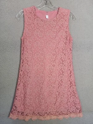 Vestido de encaje rosa para niñas talla 10-12 sin mangas vestido recto superpuesto de encaje  Foto 1 de 4