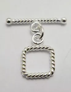 3 SET 16X29MM SOLID COPPER BALI TOGGLE CLASP STERLING SILVER PLATED 586 ATL-178 - Picture 1 of 1