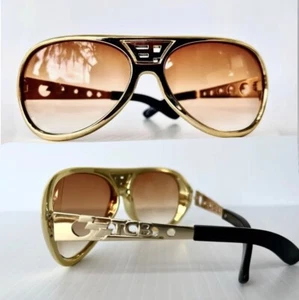 Gafas de sol Elvis estilo aviador años 70 DORADAS con logotipos EP/TCB. NUEVOS TONOS ETA - Imagen 1 de 5