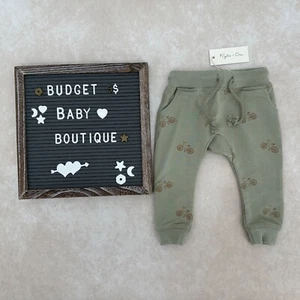 NWT RYLEE + CRU Green Bikes Terry Sweat Pants Size 3-6 Months - Picture 1 of 3