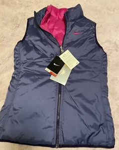 Girls NIKE NWT reversible puffer Vest jacket Medium gray/pink - Picture 1 of 9