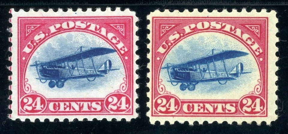 USAstamps Unused FVF US 1918 Airmail Jenny High & Normal Scott C3 OG MLH - Image 1 of 2