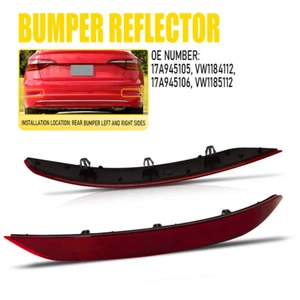 Bumper Reflector Set For 2019-2021 Volkswagen Jetta L+R Rear 17A945106 17A945105 - Picture 1 of 12