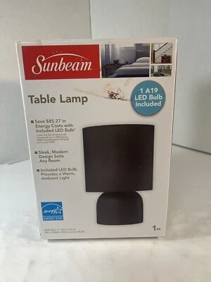 NUEVA LÁMPARA DE MESA SUNBEAM NEGRA CON BOMBILLA LED LUZ AMBIENTAL CÁLIDA Foto 1 de 3