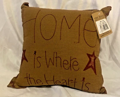 Almohada VHC Ninepatch Star bordado rústico casa de campo 12x12" NUEVA Y ETIQUETAS. Foto 1 de 4