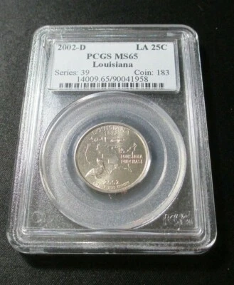 2002-D 25C PCGS MS65 LOUISIANA STATE QUARTER PCGS CERTIFIED #14009.65/90041958 - Image 1 of 3