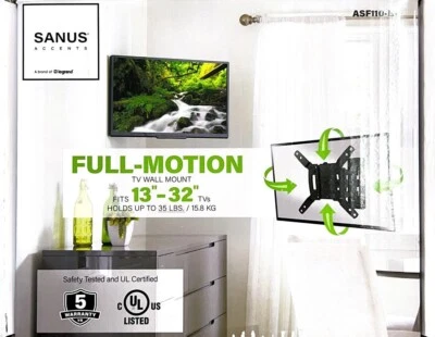 Lote de 5 acentos Sanus montaje en pared de movimiento completo para televisores 13-32 Foto 1 de 3