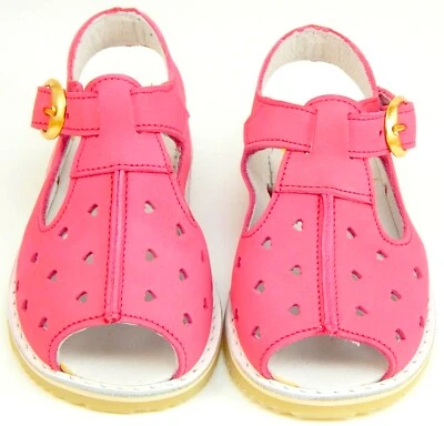 DE OSU - ESPAÑA - Sandalias de cuero nobuck rosa fucsia para niñas - Zapatos europeos talla 6-9 Foto 1 de 4