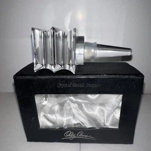 Vintage OLEG CASSINI Crystal Wine Bottle Perfume Stopper BAMBOO Art Deco SIGNED - Picture 1 of 16