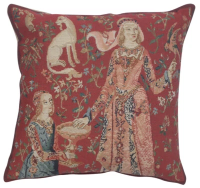 Belgian Unicorn Tapestry Pillow Cover 17x17 Cotton Jacquard Decorative Cushion - Image 1 of 4