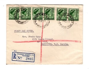 Australia 1950 - Registered FDC Cover - Sent to BC Canada - Picture 1 of 2
