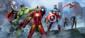 202x90cm Wall mural wallpaper Avengers children's bedroom Marvel panoramic decor - Picture 1 of 3