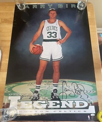 Póster de baloncesto de leyenda autografiada certificado por Larry Bird JSA ENORME FIRMA Foto 1 de 4