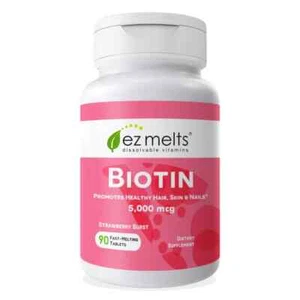 EZ Melts Biotin for Hair Skin Nails 5,000 mcg Sublingual Vitamins no water need - Picture 1 of 10