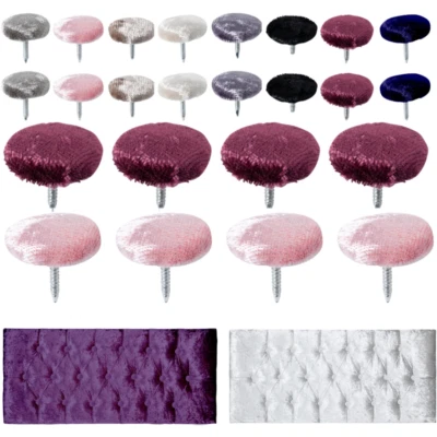 Crushed Covered Fabric Buttons Nails Back 18mm Upholstery Button Headboard Sofas - Image 1 of 4