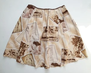 EUC Hawaiian Photo Print Sepia Tone Brown Silk Skirt by Tracy Reese - SZ 2 - Picture 1 of 3