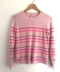 J.CREW Women Sweater 100% Cashmere Sz S Pink Stripe Pullover Crewneck Preppy - Picture 1 of 6