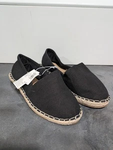 NWT Old Navy Women Black Jack Canvas Espadrilles Flat Slip On Shoe Size 7 Rack 3 - Picture 1 of 3