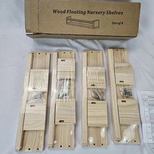 Juego de 4 estanterías flotantes de madera para niños montadas en la pared para guardería - Imagen 1 de 8