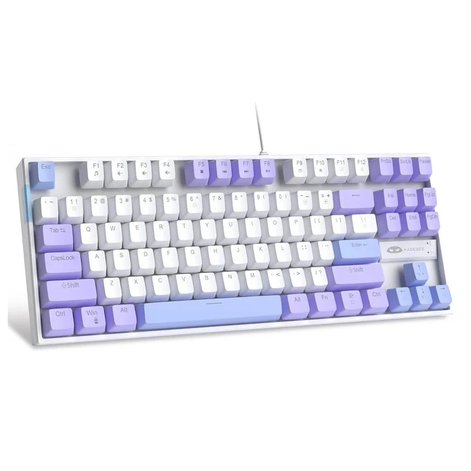 MageGee 75% Mechanical Gaming Keyboard,LED Blue Backlit, White/Purple/Blue Keys - Image 1 of 1