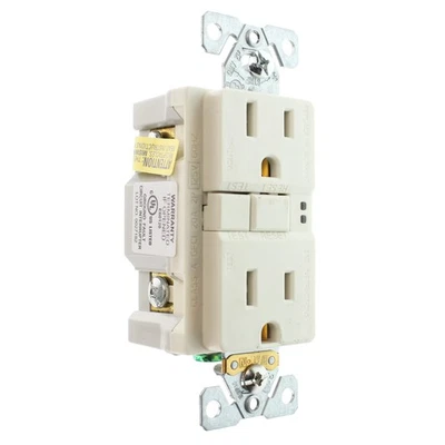 EATON COOPER SGF15LA-M-L SELF-TEST GFCI RECEPTACLE, 15A, 120V, LT. ALMOND - Image 1 of 3