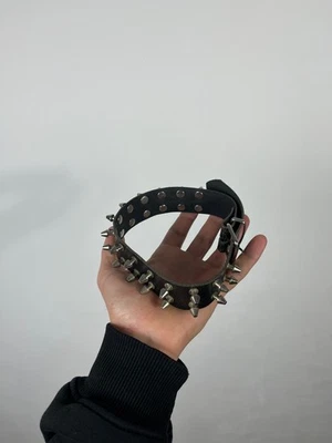 Gargantilla de cuero negro punk rock con púas cuello metal pesado estilo gótico Foto 1 de 4
