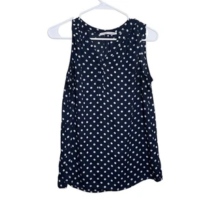 Violet + Claire Blouse Women's Medium Navy Polka Dot V-Neck Sleeveless Tank Top - Picture 1 of 11