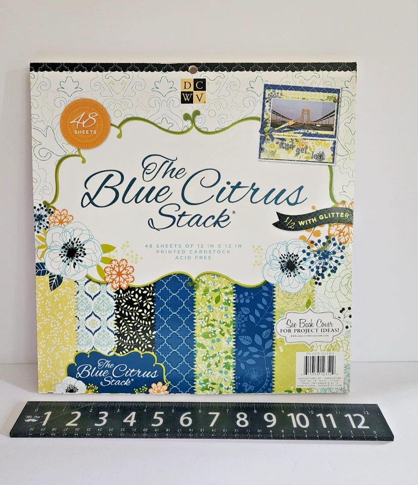 OOP DCWV The Blue Citrus Stack 12x12, 48 sheets Cardstock w/ Glitter - Image 1 of 2