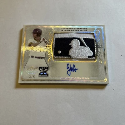 🔥 2020 LEAF TRINITY RC  XRC AUTO RPA MLB LOGO PATCH GAGE WORKMAN   /5 - Image 1 of 4