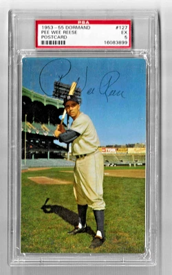 1953 55 DORMAND BASEBALL POSTCARD #127 HOF PEE WEE REESE PSA 5 LOW POP DODGERS - Image 1 of 4