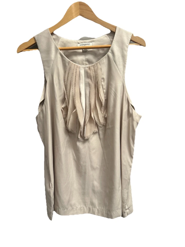 Women’s Banana Republic, Ruffle Front Blouse Size XL, Ivory Sleeveless - Image 1 of 4