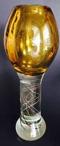 50'S Italian Pedastal Chalice Vase 12 .5" Thick Glass Swirl Stem, Murano Style - Picture 1 of 6