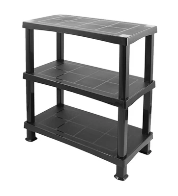 Heavy Duty 3 Tier Plastic Storage Shelf Home Garage Shelving Unit Shelves Rack - Image 1 of 2