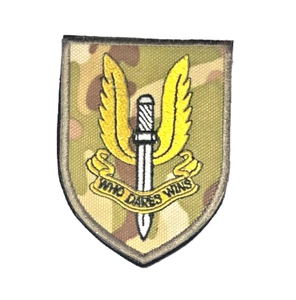 SAS Who Dares Wins Schild Patch Hook & Loop 9cm x 6,5cm Tactical Morale Army - Bild 1 von 2