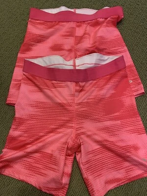 Champion Girls Large 2 Pair Pink Athletic Cheer Gymnast Dance Fitted Shorts - Image 1 of 4