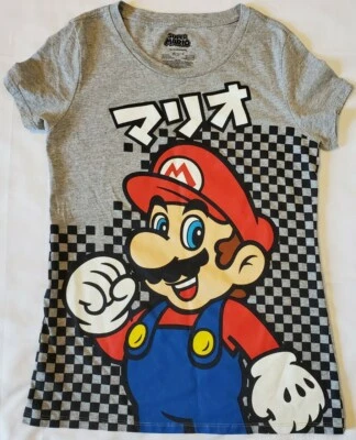 Camiseta Escritura Japonesa Super Mario Joven Niña Gris Talla XL (15/17) Nintendo Foto 1 de 4