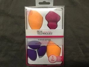 New Real Techniques 6 Beauty Makeup Miracle Sponges Latex Free Base Eyes Finish - Picture 1 of 2