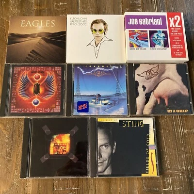 70’s & 80’s Classic Rock 8 CD Lot Journey Eagles Elton Sting Clash Aerosmith Foto 1 de 4