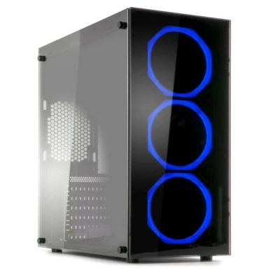 Case Gamign MYKA Cristal Atx 2 X USB2.0 1 USB 3.0 Ventole Halo Blu CG-C01B Zafir - Immagine 1 di 4
