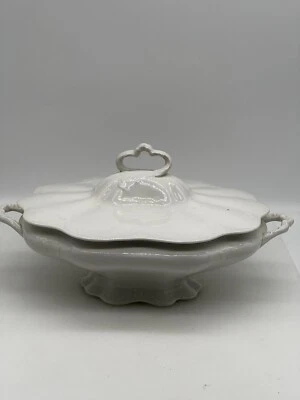 Antique Ironstone Tureen Covered Vegetable Dish Footed - Image 1 of 4