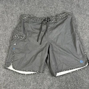 Reebok Shorts Mens Large Gray Black Striped Beach Swim Trunks Board Shorts - Picture 1 of 13