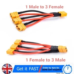 3-Way XT60 Parallel Connector Adapter Y Splitter Cable 14AWG Lipo Battery Plug  - Picture 1 of 5