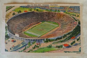 VTG Linen Postcard 300 The Rose Bowl Pasadena CA #43528 Posted 1939 to Tulsa OK - Picture 1 of 6
