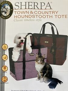 SHERPA Town & Country Pink Houndstooth Travel Approved Pet Tote Medium