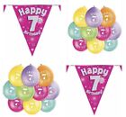 7th Birthday Girls Balloons And 7th Party Bunting Banner Party Decorations Pack