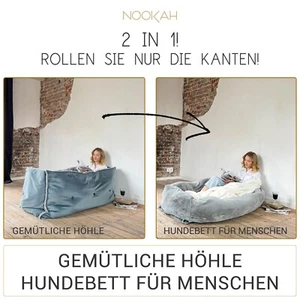 Hundebett für Menschen handgenäht aus Kunstfell und Samt - NOOKAH - Höhlenbett - Bild 1 von 18