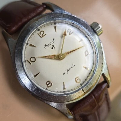 Vintage DUVAL relógio de vento manual masculino suíço AS 1430 17Jewels década de 1950 - Imagem 1 de 4