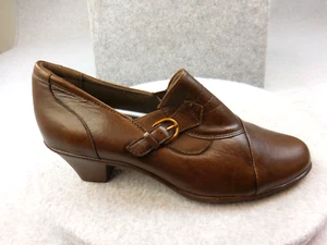 Earth Origens Hallie Clogs Pumps Women's Size 11 M Brown Leather Low Top Buckle - Picture 1 of 14