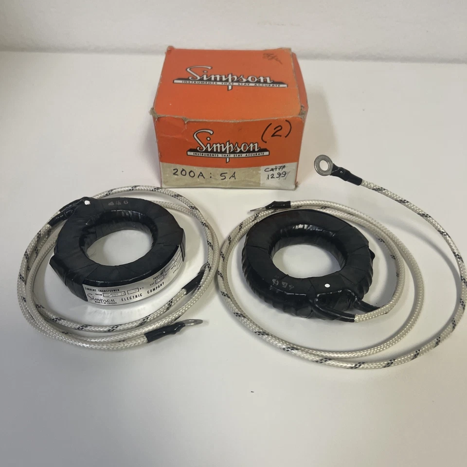 Two SIMPSON 1-111299 Current Transformers 200-5 RATIO 50-800HZ  New Old Stock - Image 1 of 4