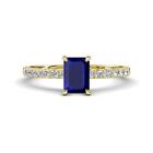 Emerald Shape Gemstones & Diamond Solitaire Plus Rings 14K Yellow Gold JP:310078